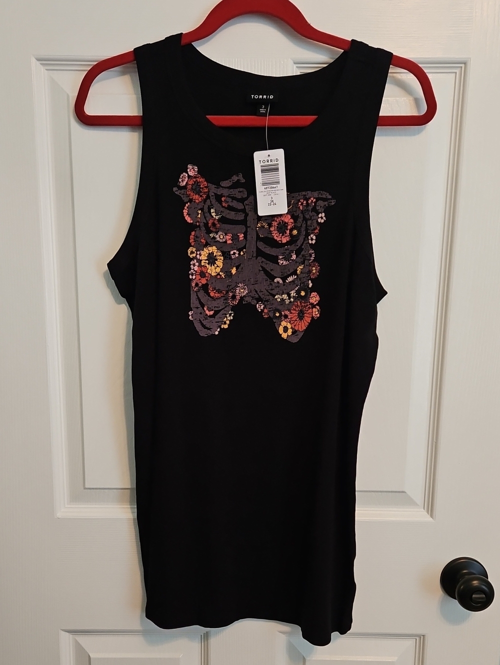 Torrid Black Floral Rib Cage Graphic Tank SIZE 3X